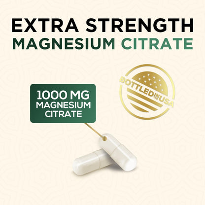 Magnesium 1000 mg Citrate - High Potency Mineral Support (Bone, Heart, Nerves & Muscles) - 240 Capsules