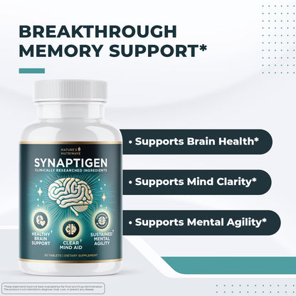 Nature's NutriWave Synaptigen - Probiotic + Inulin Daily Wellness (30 Tabs) - Made in USA
