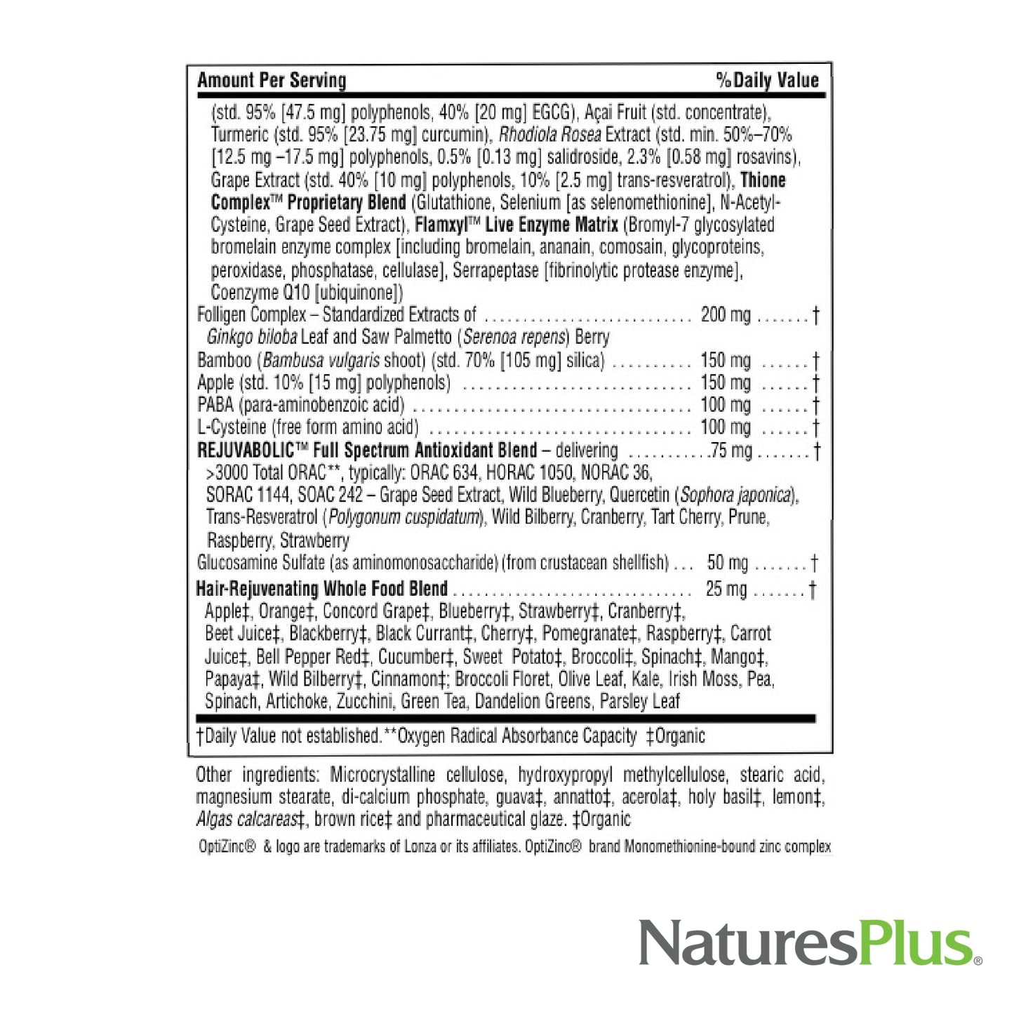 Natures Plus AgeLoss Hair Support – 90 Extended Release Tablets | Gluten Free | 30 Servings