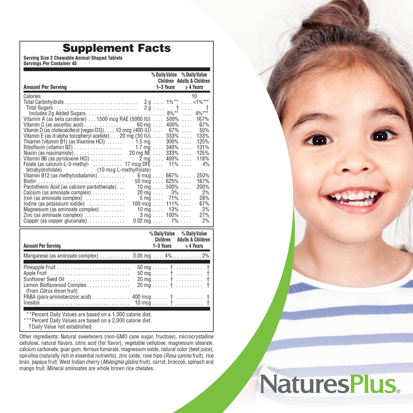 Natures Plus Animal Parade Kids Multivitamin – Cherry Chewables, 90 Animal-Shaped Tablets, Gluten Free & Vegetarian | 45 Servings