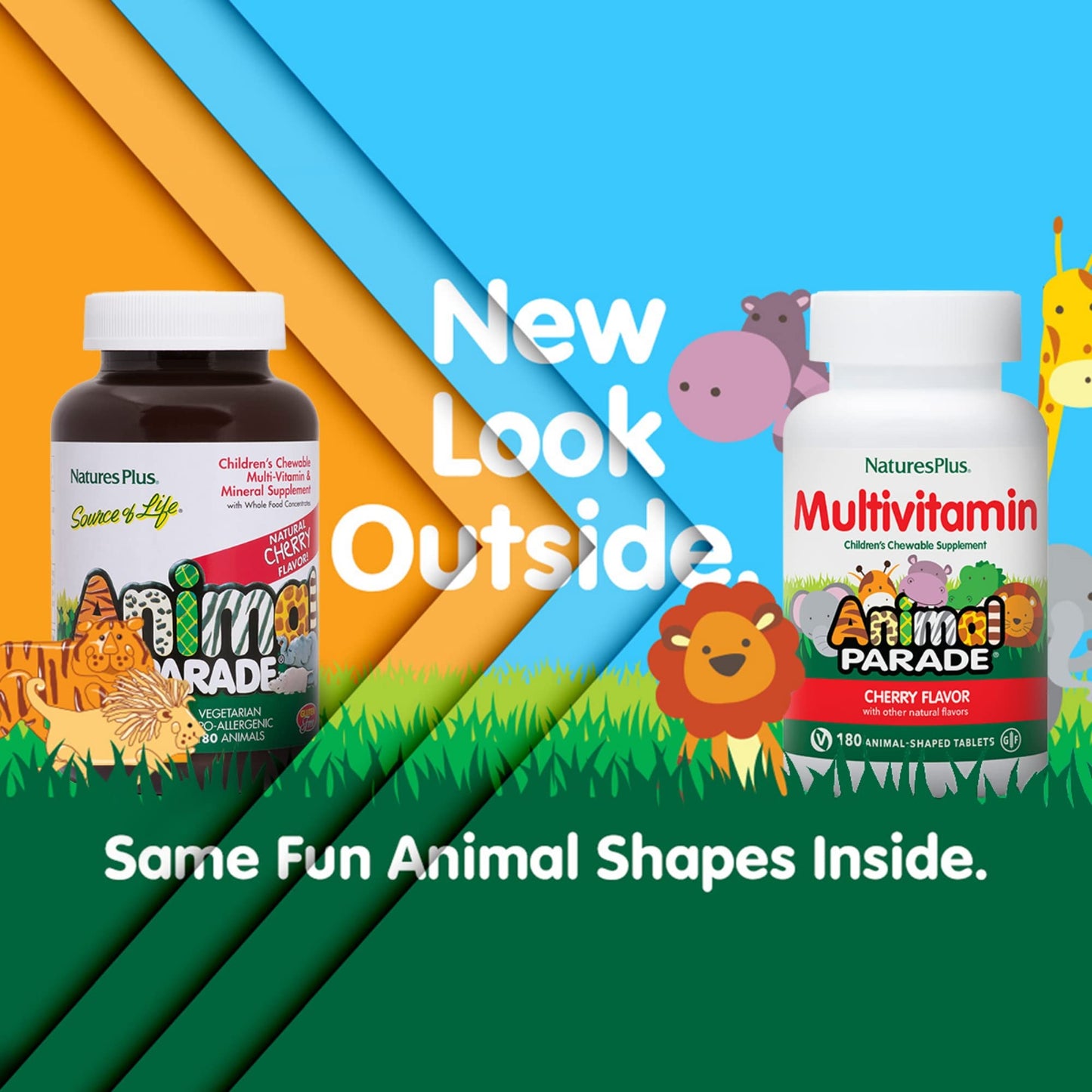 Nature's Plus Animal Parade Cherry Multivitamin for Kids – 180 Animal-Shaped Chewables, 90 Servings