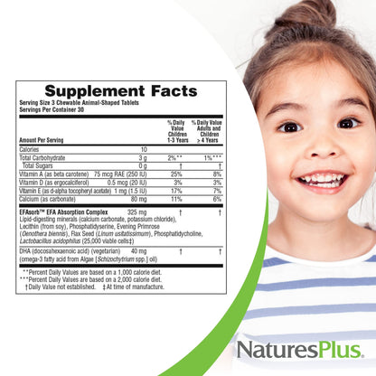 Nature's Plus Animal Parade DHA Children's Chewables – Cherry Flavor, 90 Animal-Shaped Tablets | Gluten Free
