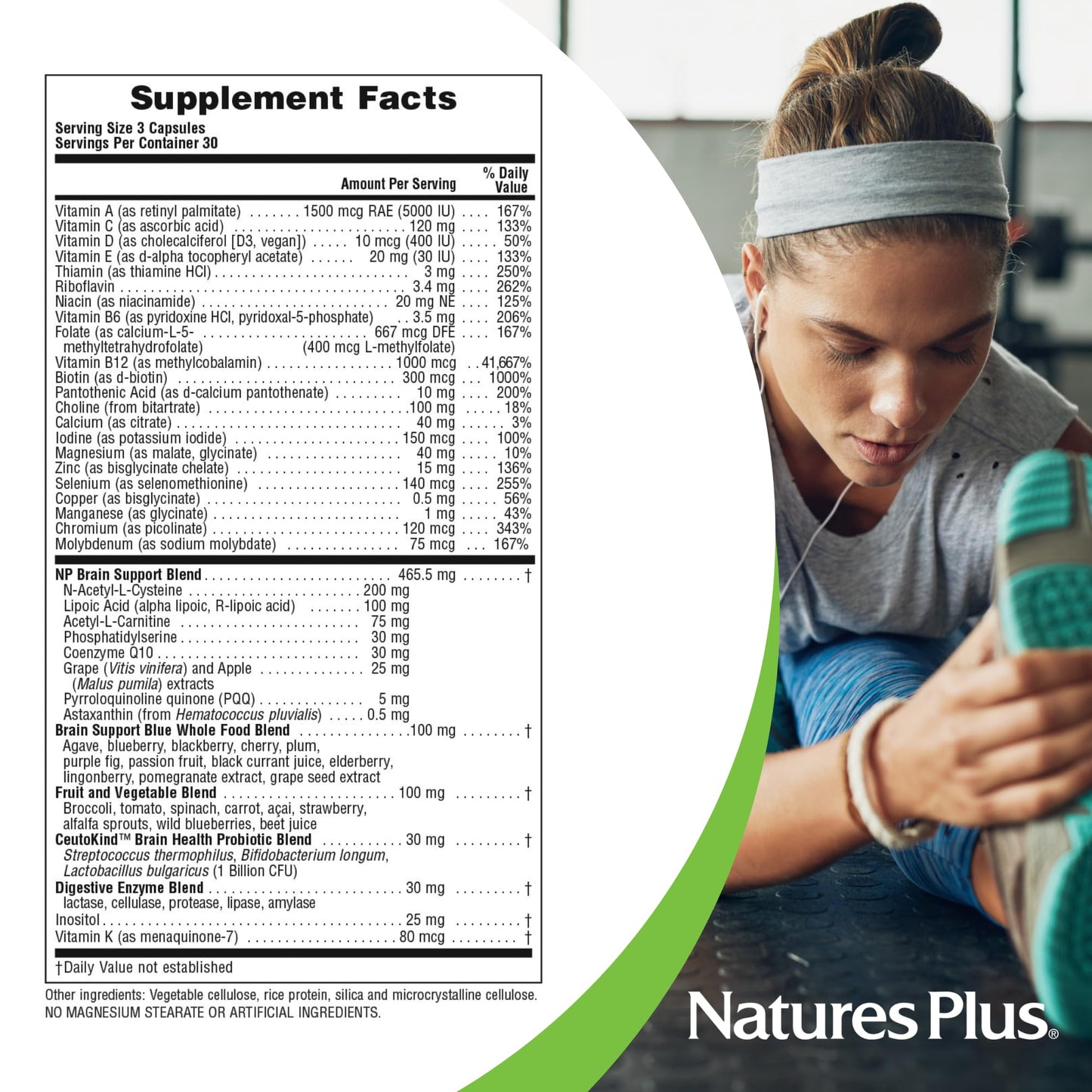 Nature's Plus BrainCeutix Multivitamin Capsules – 90 Capsules (30 Servings) – Supports Cognition, Focus & Memory – Vegan, Gluten Free, Non-GMO