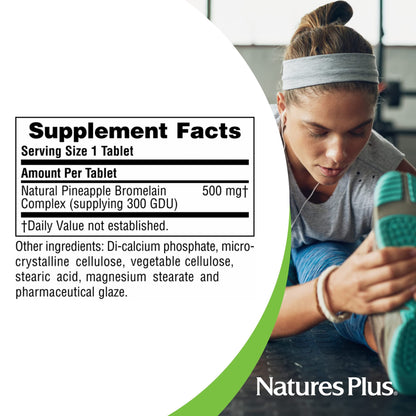Natures Plus Bromelain 500 mg | Natural Proteolytic Supplement | 60 Vegetarian Tablets (60 Servings)