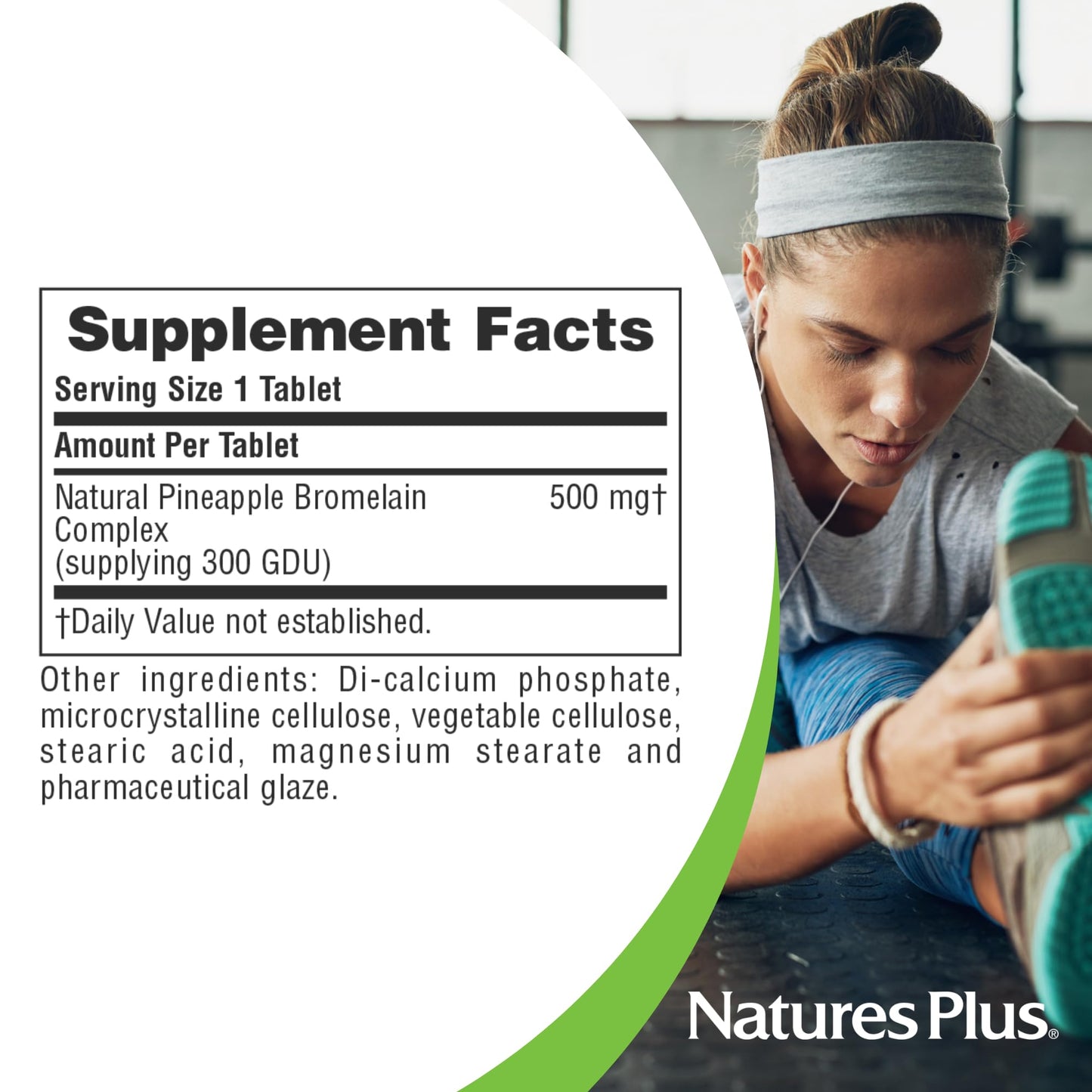 Natures Plus Bromelain 500 mg - 90 Vegetarian Tablets - Gluten-Free