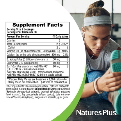 Natures Plus Adults Dental Care Probiotic – Teeth & Gum Health Peppermint Lozenges (60 Count)