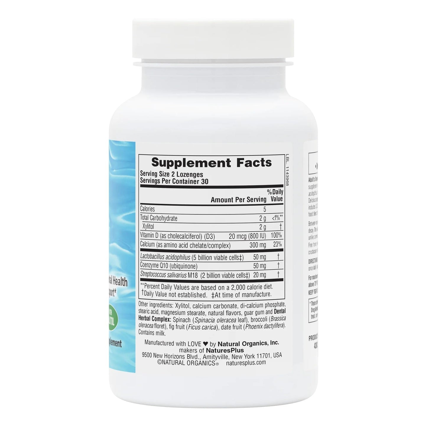 Natures Plus Adults Dental Care Probiotic – Teeth & Gum Health Peppermint Lozenges (60 Count)