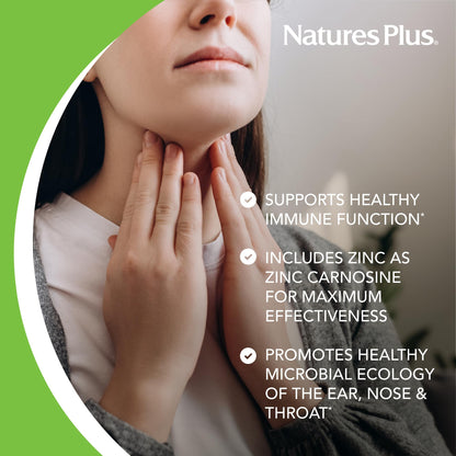 Natures Plus Ear Nose Throat Lozenges with K12 Probiotics - 60 Count - Gluten Free - 30 Servings