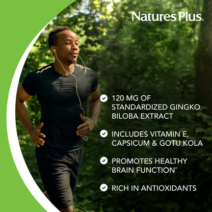 Natures Plus Gingko-Combo - 120 mg, 60 Vegan Capsules | Ginkgo Biloba, Vegetarian & Gluten-Free - 60 Servings