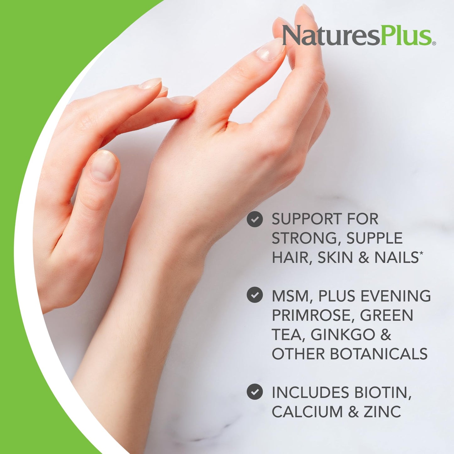 Nature's Plus Hair, Skin & Nails – 60 Vegan Tablets | Vegetarian & Gluten-Free | 30 Servings