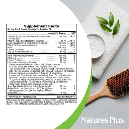 Nature's Plus Hair, Skin & Nails – 60 Vegan Tablets | Vegetarian & Gluten-Free | 30 Servings