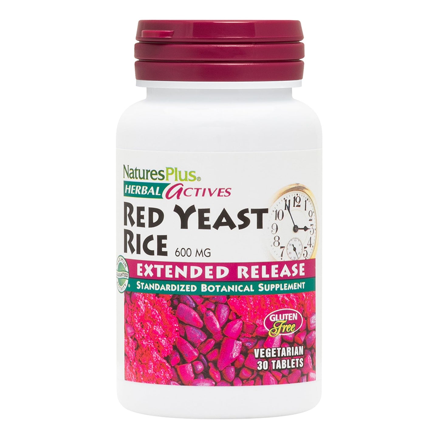 Natures Plus Herbal Actives Red Yeast Rice - 600mg Extended Release, 30 Vegan Tablets - Vegetarian, Gluten-Free