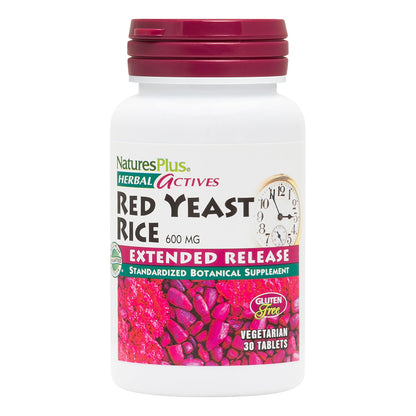 Natures Plus Herbal Actives Red Yeast Rice - 600mg Extended Release, 30 Vegan Tablets - Vegetarian, Gluten-Free