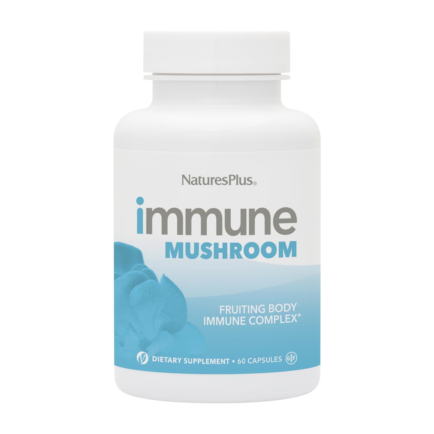 Natures Plus Immune Mushroom - 60 Capsules - Fruiting Body Immune Complex - from Seven Different Mushrooms - Delivers Key Micronutrients - Vegan, Gluten Free - 30 Servings