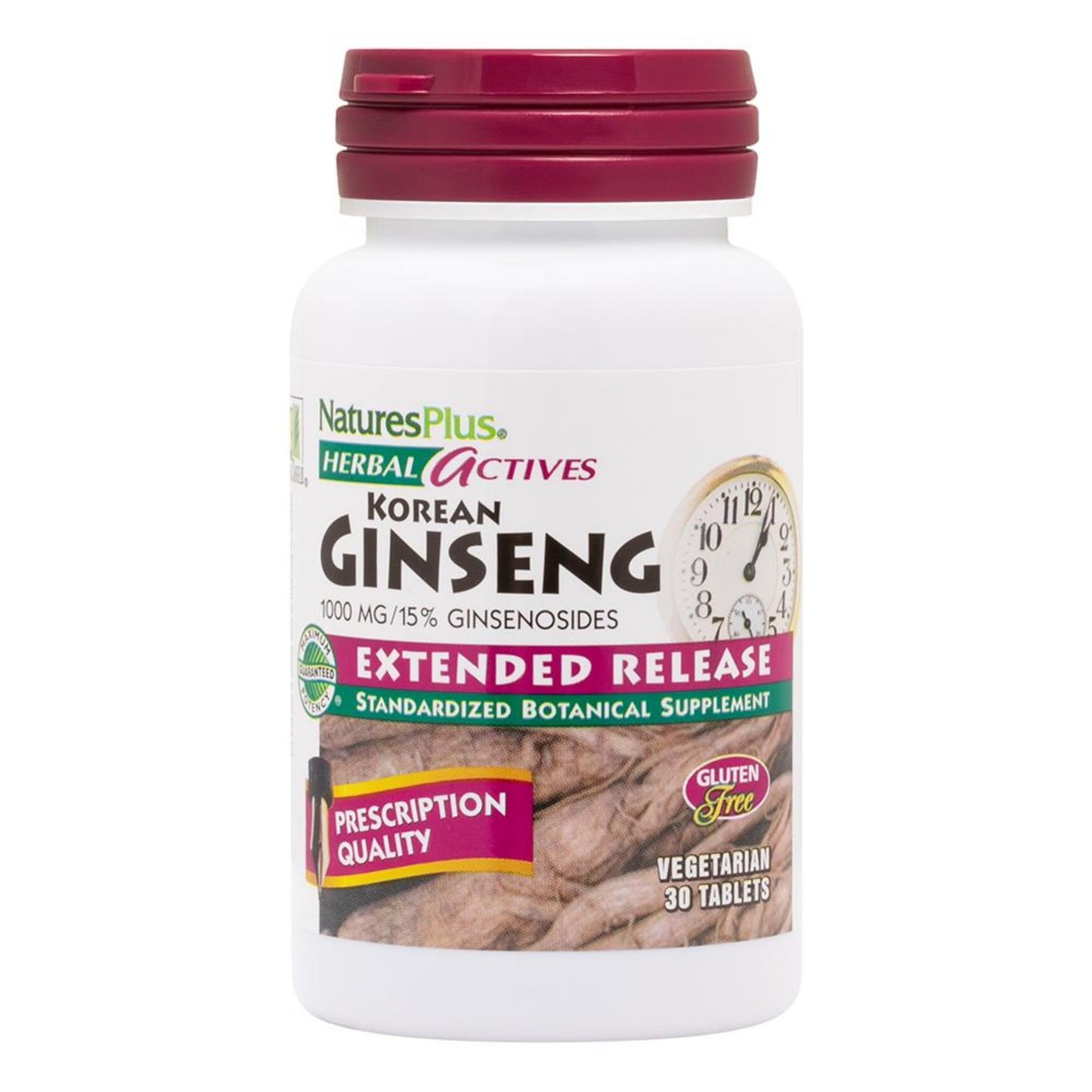 Natures Plus Korean Ginseng Extended Release 1000 mg - 30 Vegan Tablets