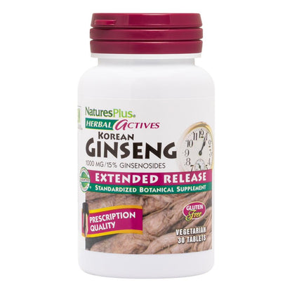 Natures Plus Korean Ginseng Extended Release 1000 mg - 30 Vegan Tablets