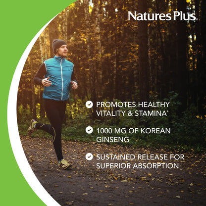 Natures Plus Korean Ginseng Extended Release 1000 mg - 30 Vegan Tablets