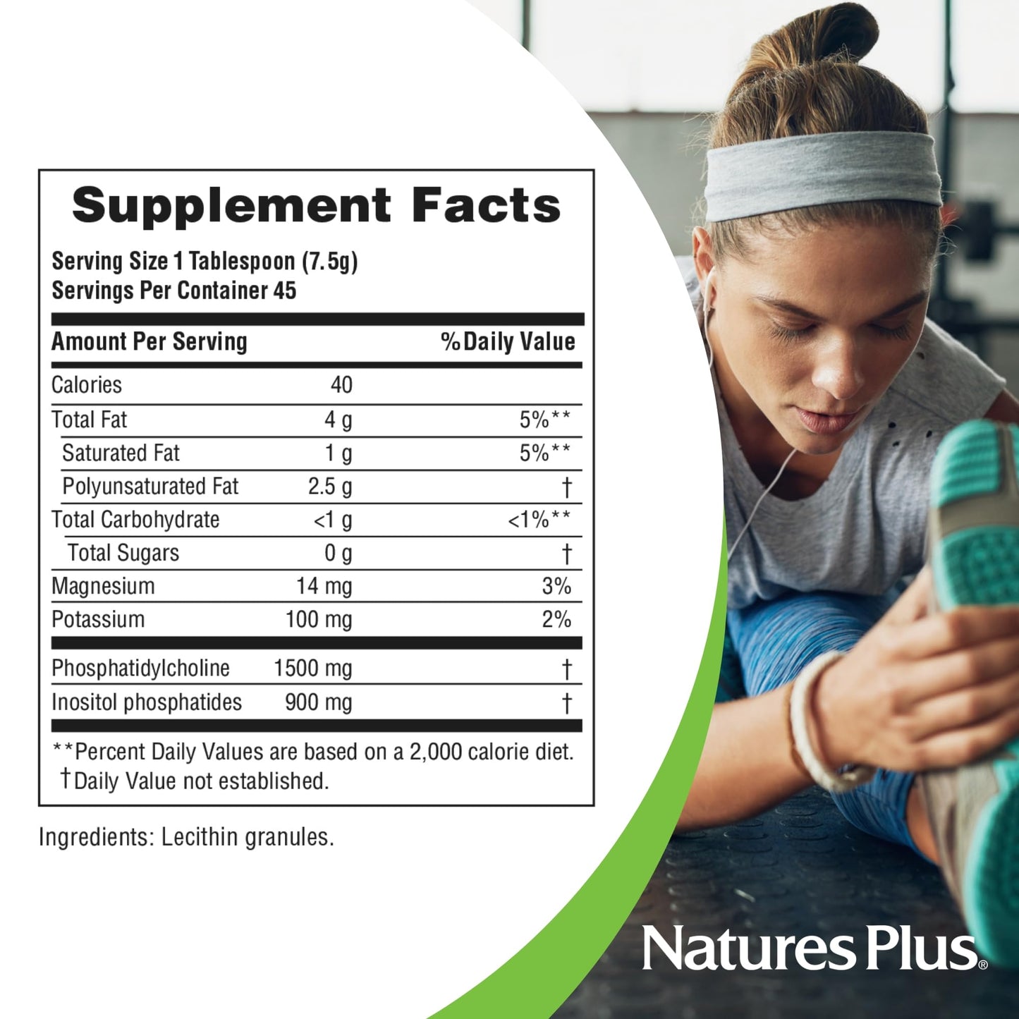 Natures Plus Lecithin Granules 12 oz – 95% Soy Phosphatides, Oil-Free, Vegetarian, Gluten-Free