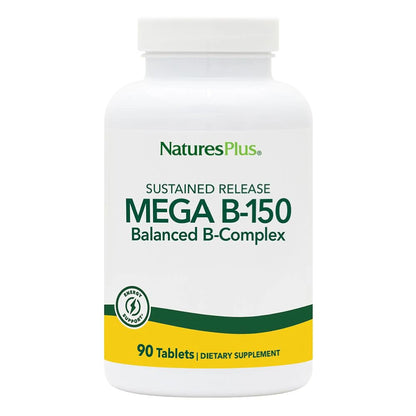 NaturesPlus Mega B-150 Complex | 90 Sustained-Release Vegetarian Tablets | Gluten Free B-Complex Vitamin Supplement BritishVita | Premium UK Vitamins & Wellness Supplements