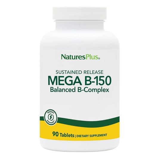 NaturesPlus Mega B-150 Complex | 90 Sustained-Release Vegetarian Tablets | Gluten Free B-Complex Vitamin Supplement BritishVita | Premium UK Vitamins & Wellness Supplements