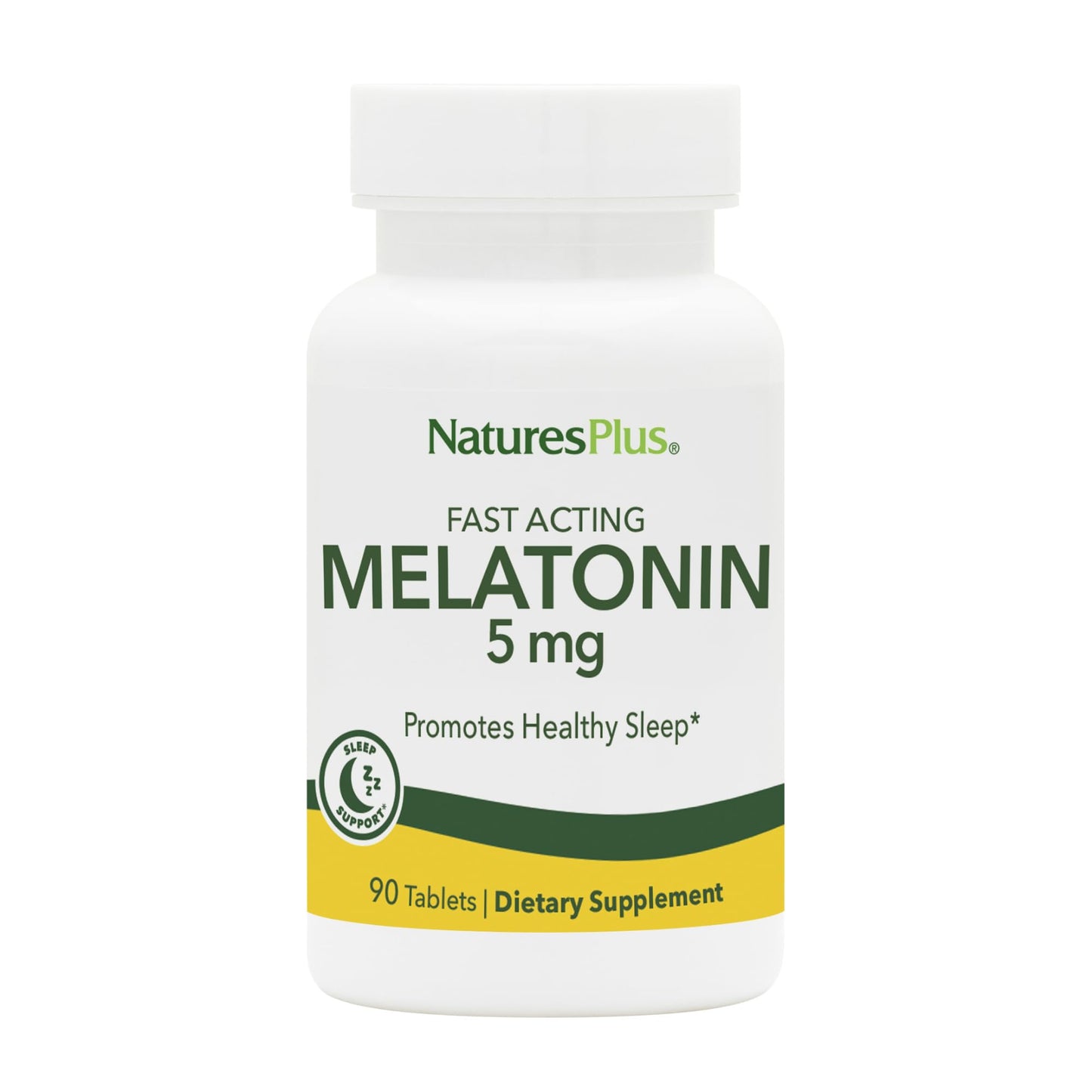 Natures Plus Melatonin 5 mg - 90 Fast-Acting Tablets - Vegan & Gluten Free | 90 Servings
