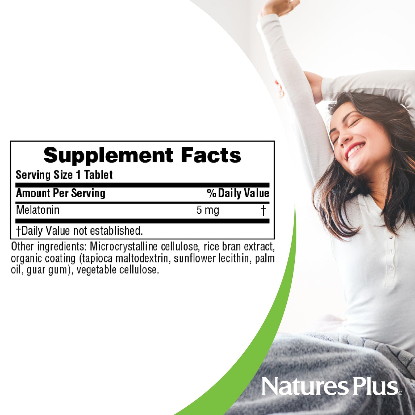 Natures Plus Melatonin 5 mg - 90 Fast-Acting Tablets - Vegan & Gluten Free | 90 Servings