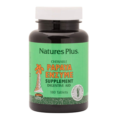 Natures Plus Papaya Enzyme - 6 mg Papain | All-Natural Digestive Aid (180 Chewables)