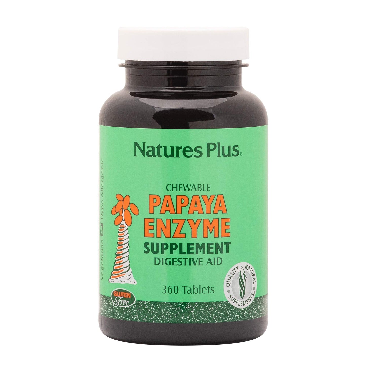 Natures Plus Papaya Enzyme – 6 mg Papain, Amylase & Protease | 360 Chewable Tablets