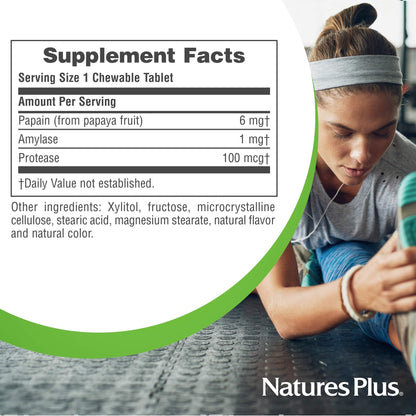 Natures Plus Papaya Enzyme – 6 mg Papain, Amylase & Protease | 360 Chewable Tablets