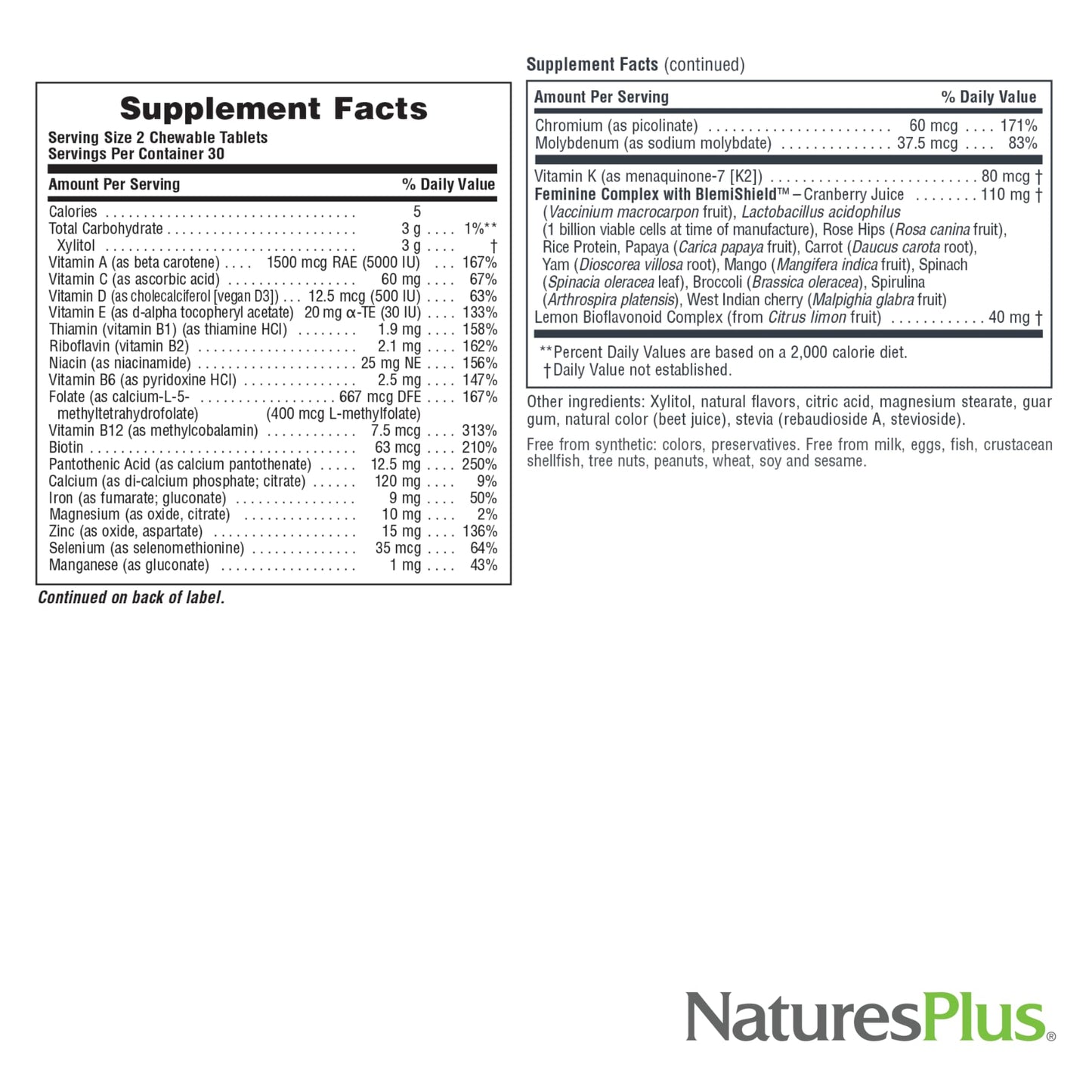 Natures Plus Power Teen for Her Chewable - Wild Berry | 60 Tablets | Multivitamin for Teens