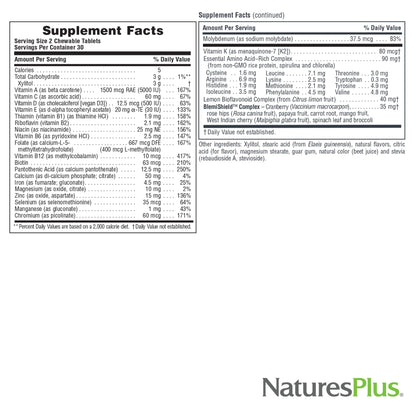 Natures Plus Power Teen for Him - 60 Wild Berry Chewables | High-Potency Teenage Multivitamin | Sugar Free, Vegetarian, Gluten Free - 30 Servings