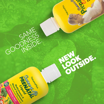 Natures Plus Source of Life Prenatal Liquid - Tropical Fruit (30 oz) | Prenatal Multivitamin