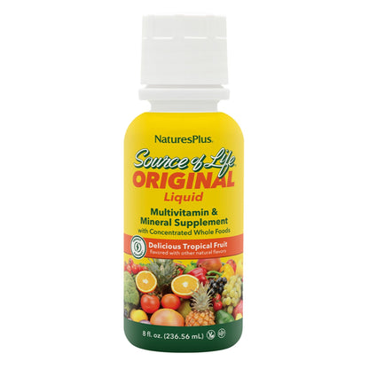 Natures Plus Source of Life Liquid Tropical Fruit – 8 fl oz | Multivitamin & Mineral (Gluten Free, Vegetarian)
