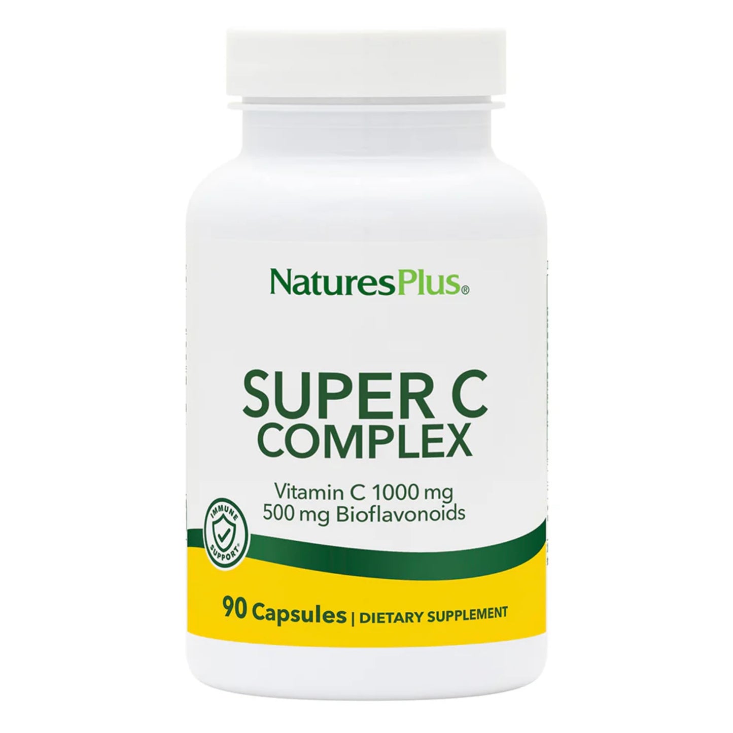Natures Plus Super C Complex – 1000 mg Vitamin C, 90 Vegetarian Capsules – Gluten-Free, High Potency Antioxidant, 45 Servings