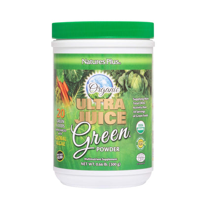 Natures Plus Ultra Juice Green Powder – Organic Green Drink (30 Servings)