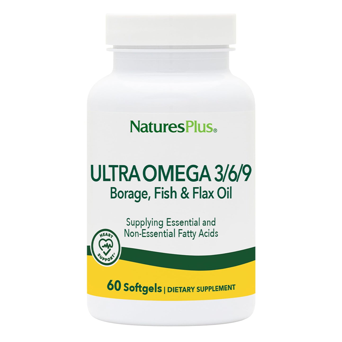 Natures Plus Ultra Omega 3-6-9 1200 mg | 60 Softgels | Borage, Fish & Flax Oil | Gluten-Free