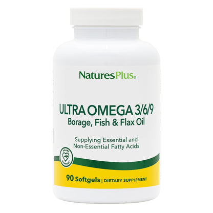 Natures Plus Ultra Omega 3-6-9 1200 mg – 90 Softgels | Borage, Fish & Flax Oil, Gluten-Free