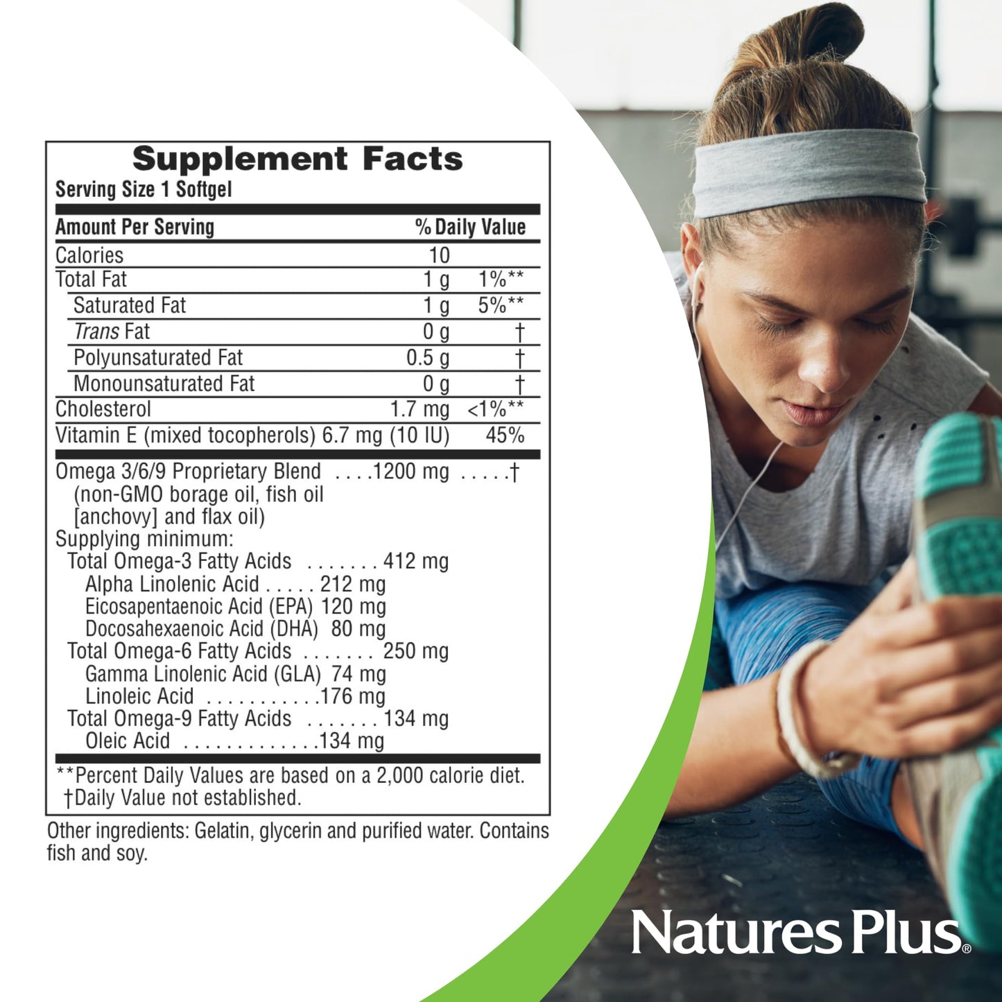 Natures Plus Ultra Omega 3-6-9 1200 mg – 90 Softgels | Borage, Fish & Flax Oil, Gluten-Free