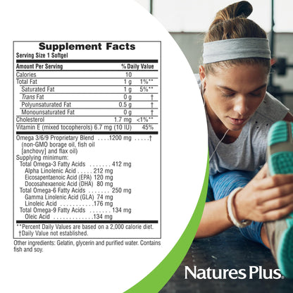 Natures Plus Ultra Omega 3-6-9 1200 mg – 90 Softgels | Borage, Fish & Flax Oil, Gluten-Free