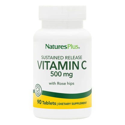 Natures Plus Vitamin C with Rose HIPS – 500 mg, 90 Veg Tablets | Corn-Free, Gluten-Free