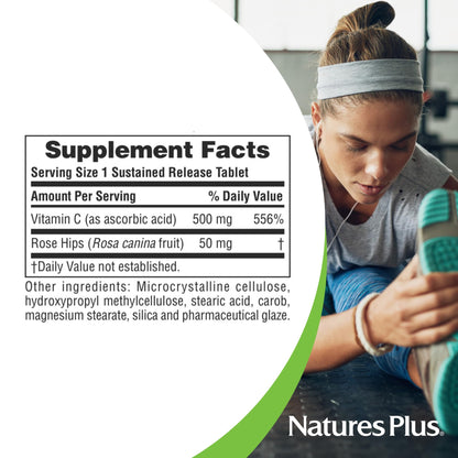 Natures Plus Vitamin C with Rose HIPS – 500 mg, 90 Veg Tablets | Corn-Free, Gluten-Free