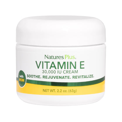 Natures Plus Vitamin E Cream – 30,000 IU, 2.2 oz | Moisturizes Dry Skin | Vegan & Paraben-Free