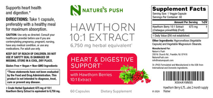 Super Potent Hawthorn Berry 10:1 Extract Capsules – Heart Health, Digestion & Glycemic Support | Non-GMO, Gluten Free, Vegan • USA (60 Count)