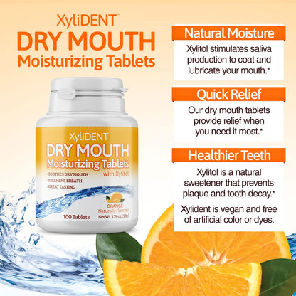 Nature's Stance XyliDENT Xylitol Tablets – Dry Mouth Relief, Orange, 2-Pack (100 Count per Pack)