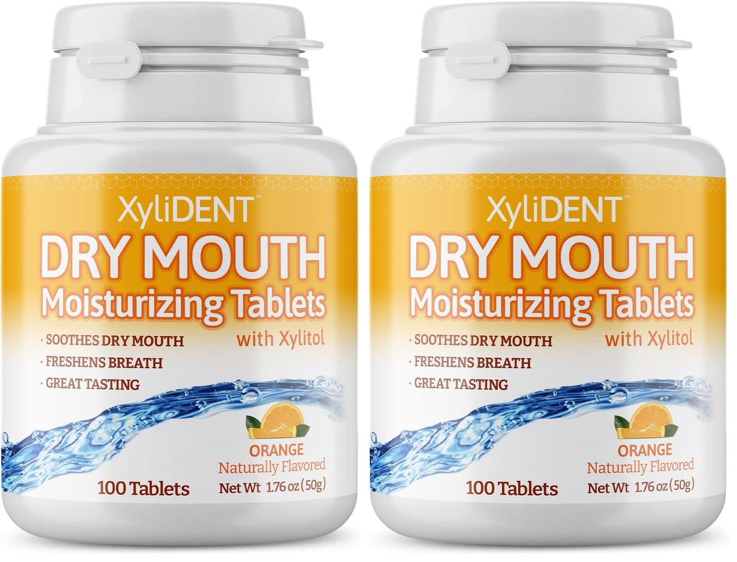 Nature's Stance XyliDENT Xylitol Tablets – Dry Mouth Relief, Orange, 2-Pack (100 Count per Pack)