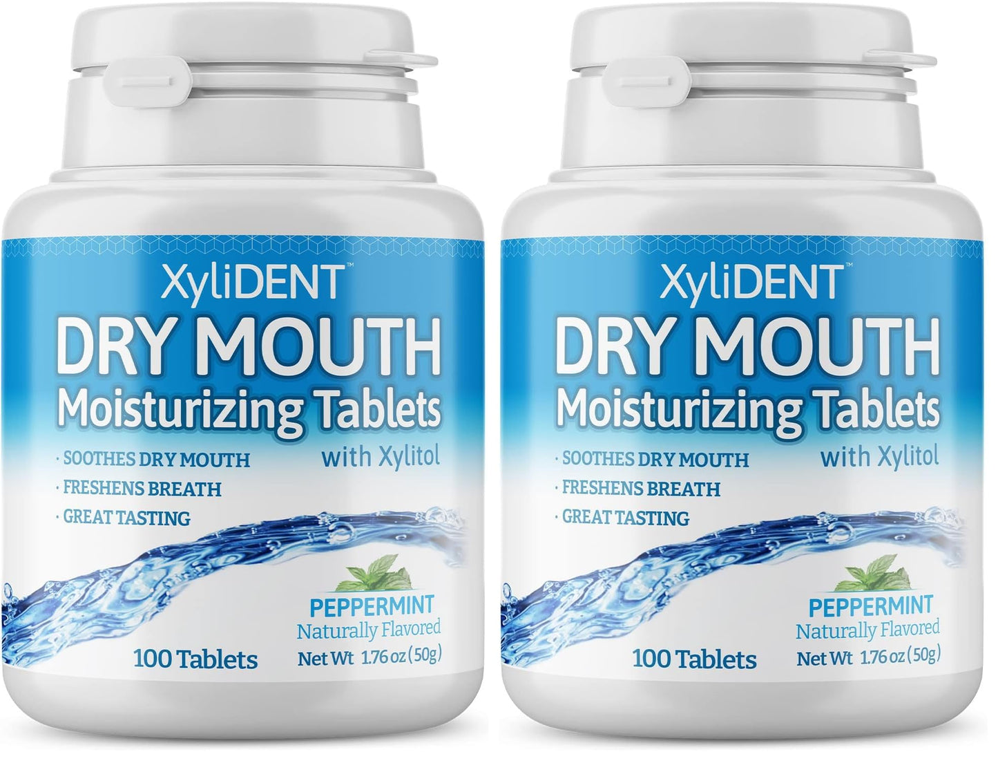 Nature's Stance XyliDENT Xylitol Tablets – Dry Mouth Relief, Fresh Breath, Peppermint, 100 Count per Pack, Pack of 2