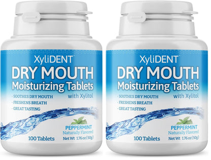 Nature's Stance XyliDENT Xylitol Tablets – Dry Mouth Relief, Fresh Breath, Peppermint, 100 Count per Pack, Pack of 2