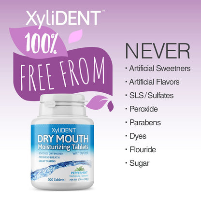 Nature's Stance XyliDENT Xylitol Tablets – Dry Mouth Relief, Fresh Breath, Peppermint, 100 Count per Pack, Pack of 2