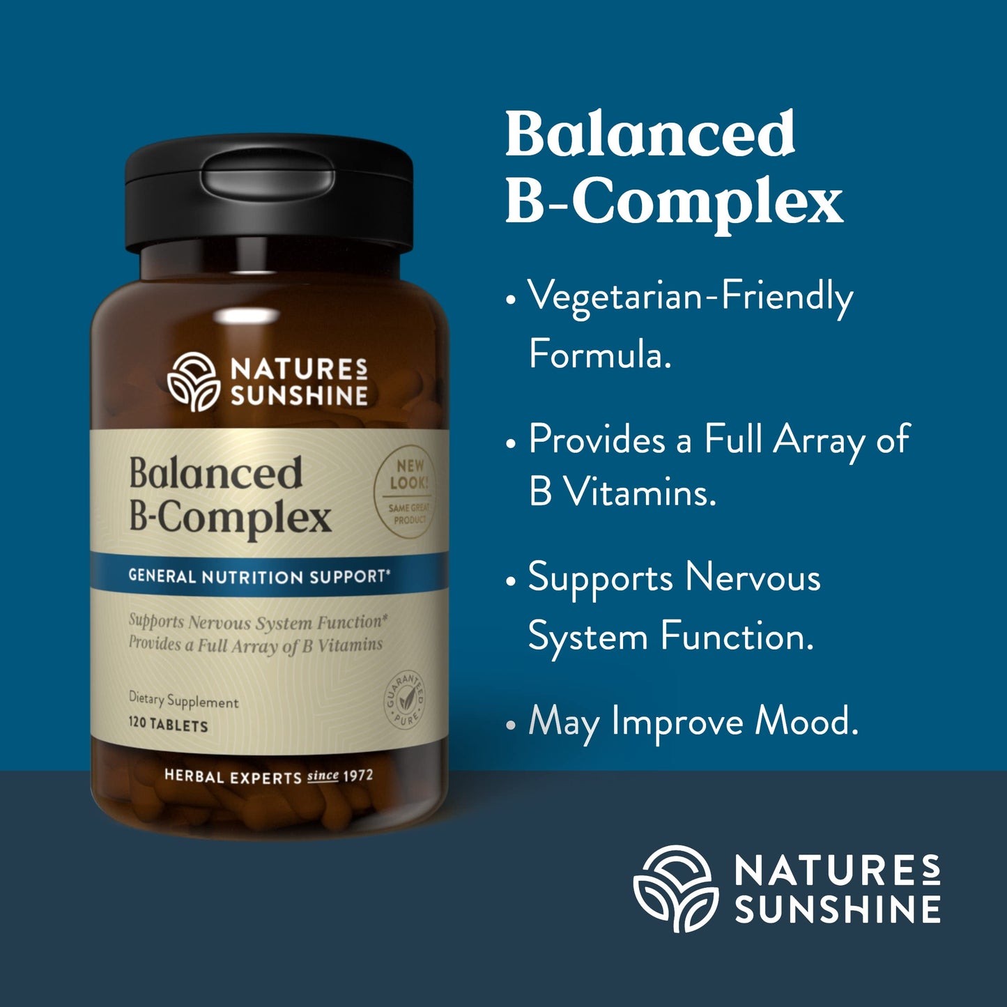 Nature's Sunshine Balanced B Complex - 120 Tablets | Vegetarian B Vitamins