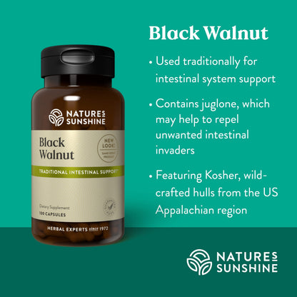 Nature's Sunshine Black Walnut 100 Capsules - All-Natural Herbal Support